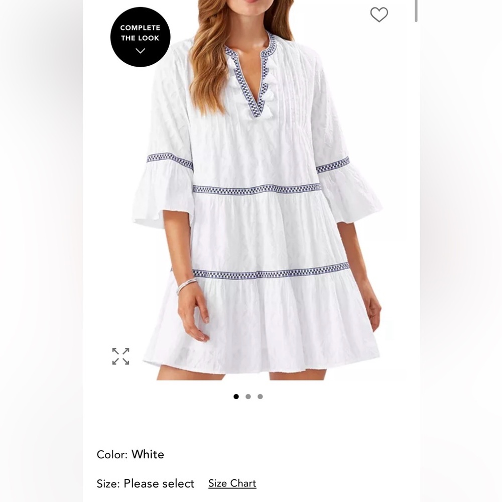 Tommy Bahama White and Blue jaquered tiered dress size small nwt